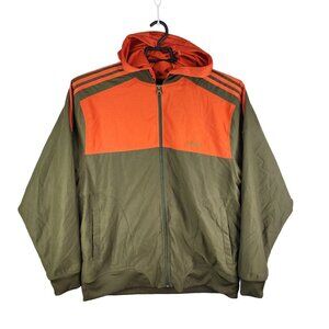 Mens Adidas Green & Orange Hooded Jacket Full Zip Long Sleeve Size L